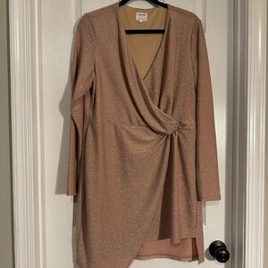 Amaryllis x Ashlee Nichols Tan/Pink Dress with Sparkles, Size 1X